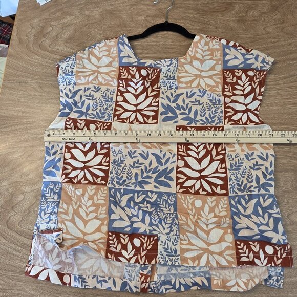 🔴 Sigrid Olsen Linen Shirt Large Multicolor Sleeveless Patchwork Button BackTop - Picture 13 of 16